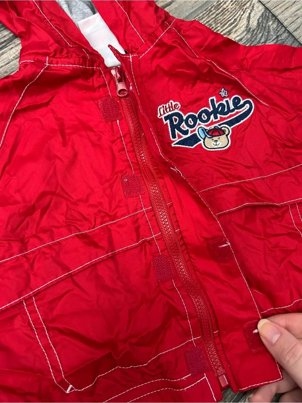Vintage Baby Q‎ Y2K Red Little Rookie Windbreaker Jacket Size 6-9 Months